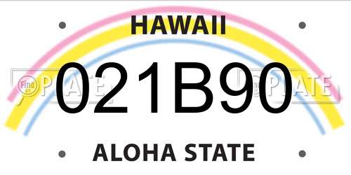 021B90 Hawaii License Plate