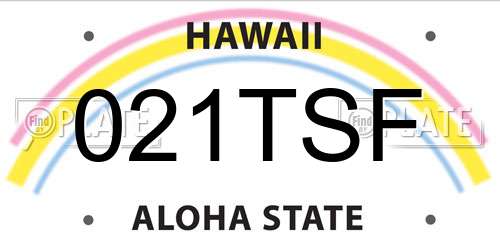021TSF Hawaii License Plate