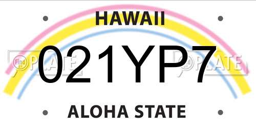 021YP7 Hawaii License Plate