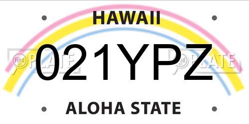 021YPZ Hawaii License Plate