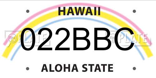 022BBC Hawaii License Plate