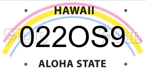 022OS9 Hawaii License Plate