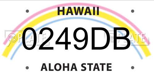 0249DB Hawaii License Plate