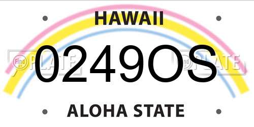 0249OS Hawaii License Plate