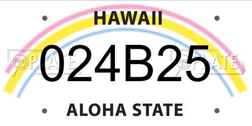 024B25 Hawaii License Plate