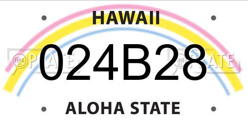 024B28 Hawaii License Plate