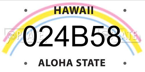 024B58 Hawaii License Plate