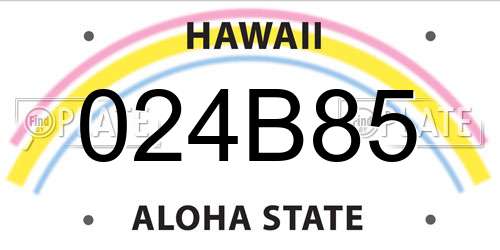 024B85 Hawaii License Plate