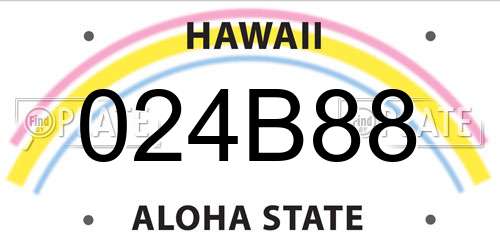 024B88 Hawaii License Plate