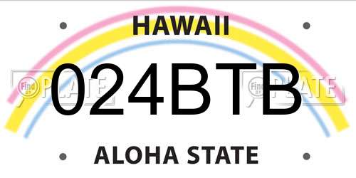 024BTB Hawaii License Plate