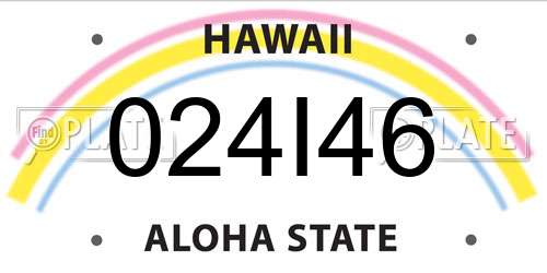 024I46 Hawaii License Plate