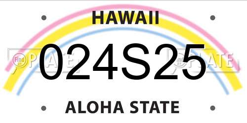 024S25 Hawaii License Plate