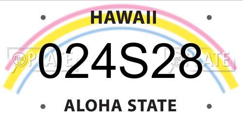 024S28 Hawaii License Plate