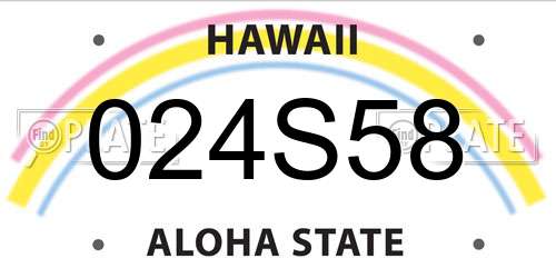 024S58 Hawaii License Plate