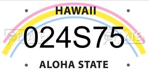 024S75 Hawaii License Plate