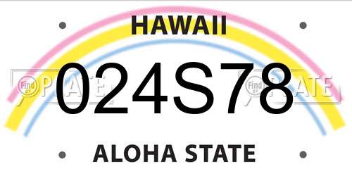 024S78 Hawaii License Plate