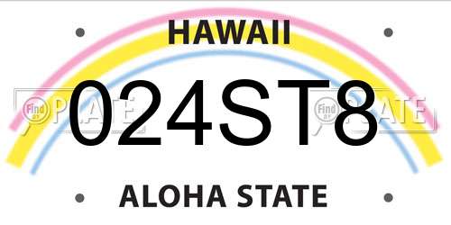 024ST8 Hawaii License Plate