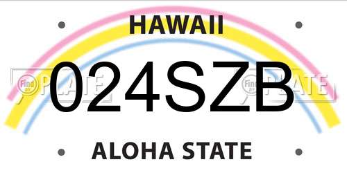 024SZB Hawaii License Plate