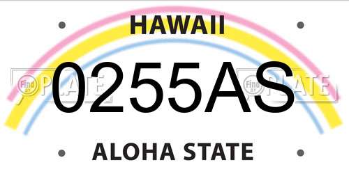 0255AS Hawaii License Plate