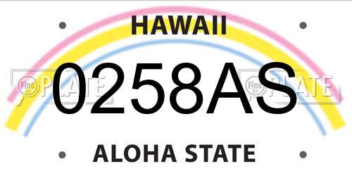 0258AS Hawaii License Plate