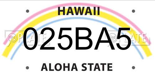 025BA5 Hawaii License Plate