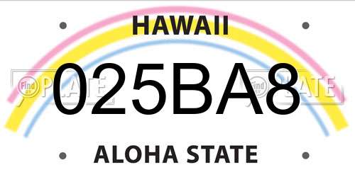 025BA8 Hawaii License Plate