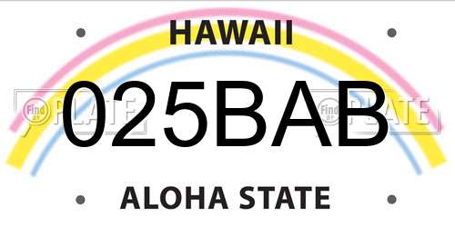 025BAB Hawaii License Plate