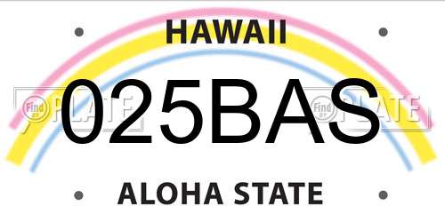 025BAS Hawaii License Plate