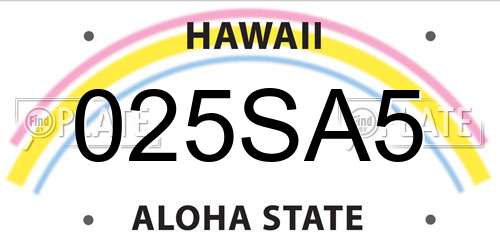 025SA5 Hawaii License Plate