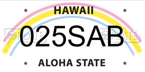 025SAB Hawaii License Plate