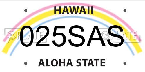 025SAS Hawaii License Plate