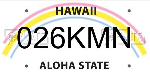 026KMN Hawaii License Plate