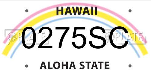 0275SC Hawaii License Plate