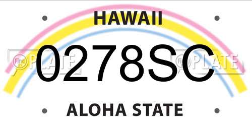 0278SC Hawaii License Plate