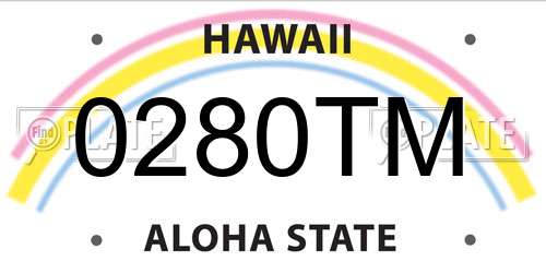 0280TM Hawaii License Plate