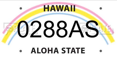 0288AS Hawaii License Plate