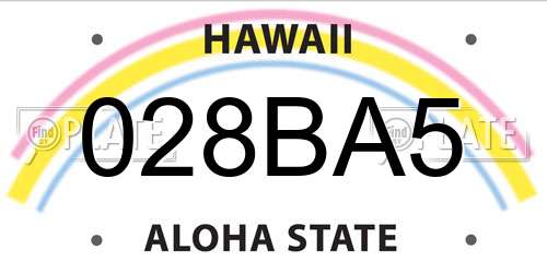 028BA5 Hawaii License Plate