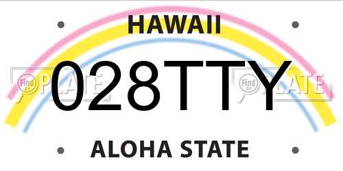 028TTY Hawaii License Plate