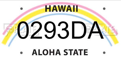 0293DA Hawaii License Plate