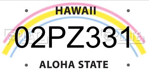 02PZ331 Hawaii License Plate