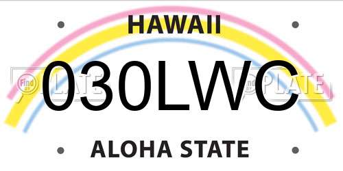 030LWC Hawaii License Plate