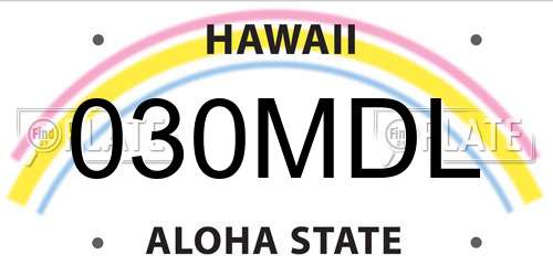 030MDL Hawaii License Plate
