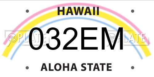032EM Hawaii License Plate