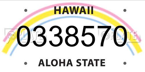 0338570 Hawaii License Plate