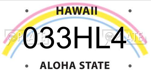 033HL4 Hawaii License Plate