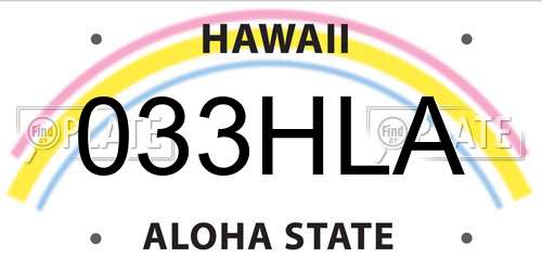 033HLA Hawaii License Plate