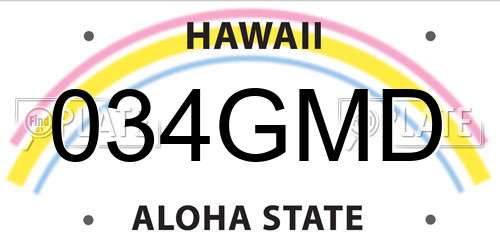 034GMD Hawaii License Plate