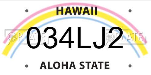 034LJ2 Hawaii License Plate