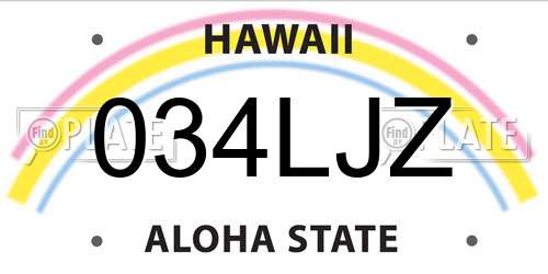 034LJZ Hawaii License Plate