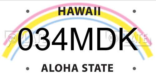 034MDK Hawaii License Plate